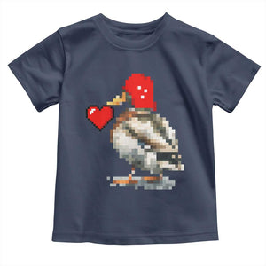 Pixel Valentine Mallard Duck Toddler T Shirt Hunting Valentines Day Gift For Her TS10 Navy Print Your Wear