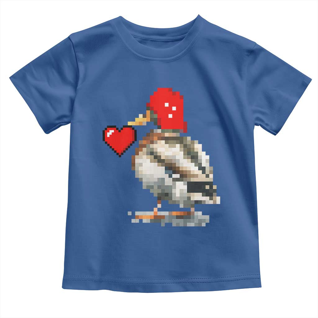 Pixel Valentine Mallard Duck Toddler T Shirt Hunting Valentines Day Gift For Her TS10 Royal Blue Print Your Wear