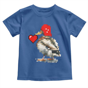 Pixel Valentine Mallard Duck Toddler T Shirt Hunting Valentines Day Gift For Her TS10 Royal Blue Print Your Wear