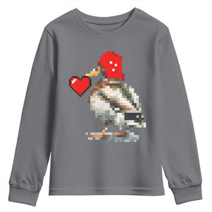 Pixel Valentine Mallard Duck Youth Sweatshirt Hunting Valentines Day Gift For Her TS10 Charcoal Print Your Wear