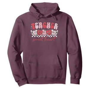 Valentines Day Teacher Hoodie Teaching Sweethearts TS10 Maroon Print Your Wear
