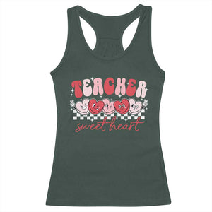 Valentines Day Teacher Racerback Tank Top Teaching Sweethearts TS10 Dark Forest Green Print Your Wear