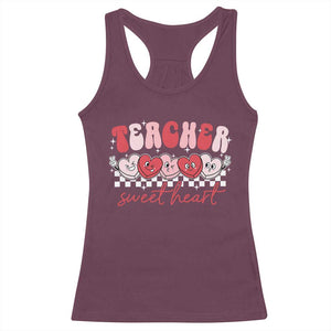 Valentines Day Teacher Racerback Tank Top Teaching Sweethearts TS10 Maroon Print Your Wear
