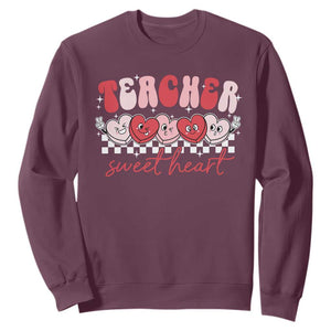Valentines Day Teacher Sweatshirt Teaching Sweethearts TS10 Maroon Print Your Wear