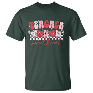 Valentines Day Teacher T Shirt Teaching Sweethearts TS10 Dark Forest Green Print Your Wear