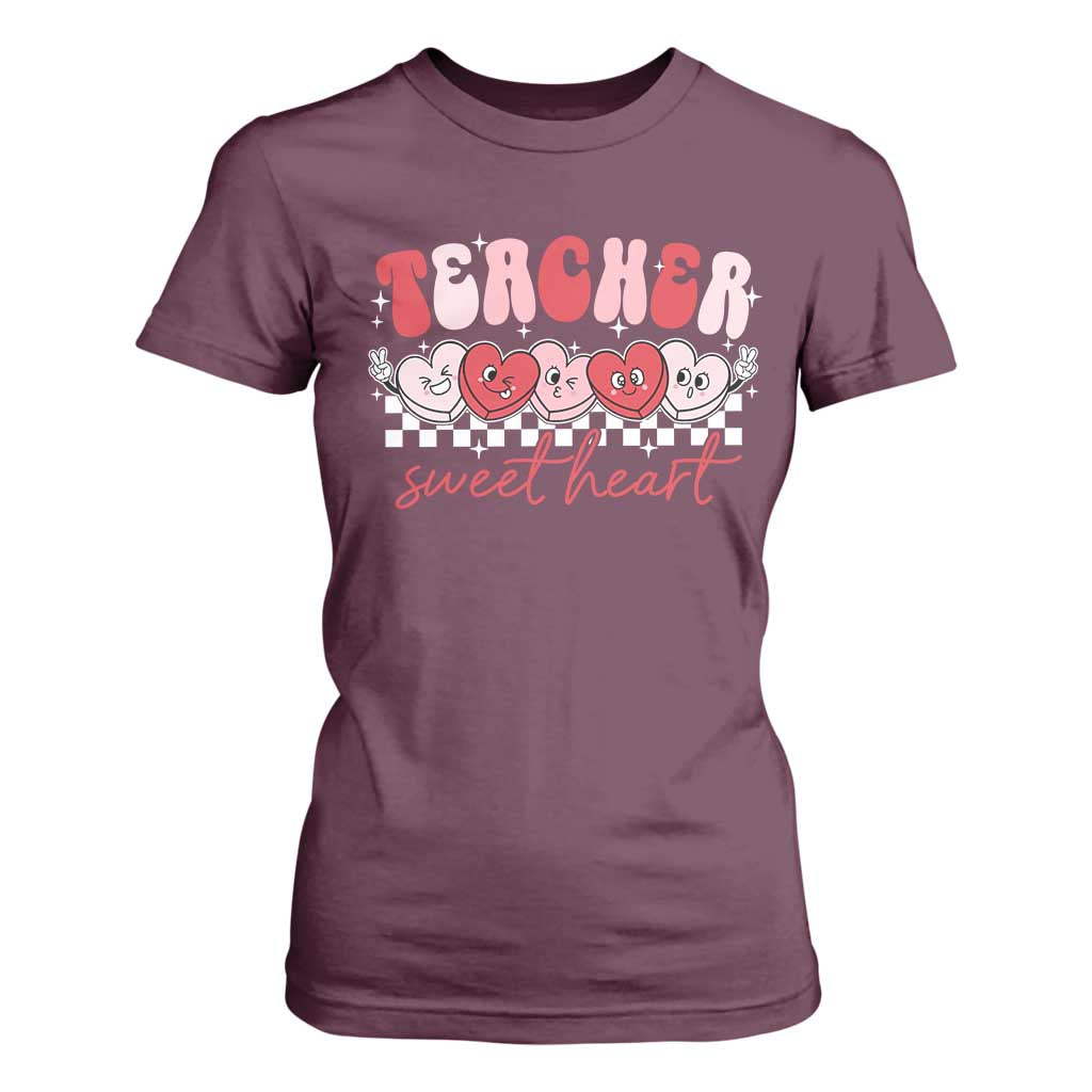 Valentines Day Teacher T Shirt For Women Teaching Sweethearts TS10 Maroon Print Your Wear