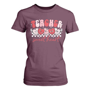 Valentines Day Teacher T Shirt For Women Teaching Sweethearts TS10 Maroon Print Your Wear
