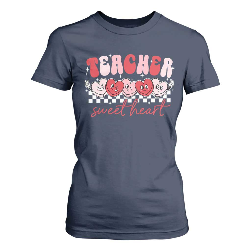Valentines Day Teacher T Shirt For Women Teaching Sweethearts TS10 Navy Print Your Wear