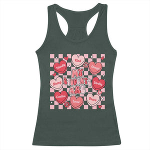 Valentine Teacher Racerback Tank Top My Students Are My Valentines Hearts TS10 Dark Forest Green Print Your Wear