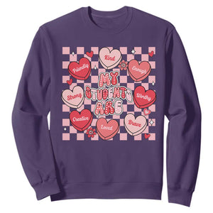 Valentine Teacher Sweatshirt My Students Are My Valentines Hearts TS10 Purple Print Your Wear
