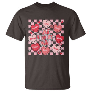 Valentine Teacher T Shirt My Students Are My Valentines Hearts TS10 Dark Chocolate Print Your Wear