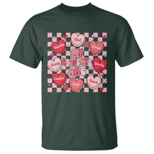 Valentine Teacher T Shirt My Students Are My Valentines Hearts TS10 Dark Forest Green Print Your Wear