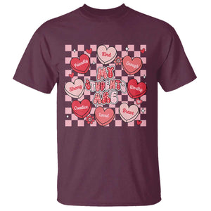 Valentine Teacher T Shirt My Students Are My Valentines Hearts TS10 Maroon Print Your Wear