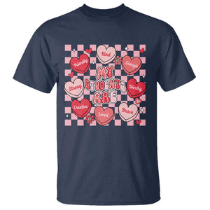 Valentine Teacher T Shirt My Students Are My Valentines Hearts TS10 Navy Print Your Wear