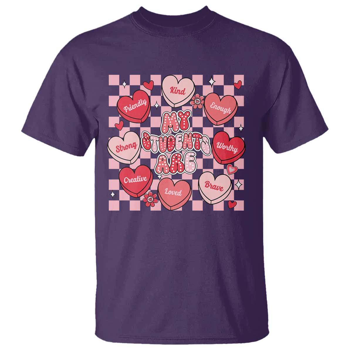 Valentine Teacher T Shirt My Students Are My Valentines Hearts TS10 Purple Print Your Wear