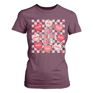 Valentine Teacher T Shirt For Women My Students Are My Valentines Hearts TS10 Maroon Print Your Wear