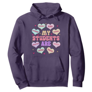 Cute Valentine Teacher Hoodie My Students Are My Valentines Hearts TS10 Purple Print Your Wear