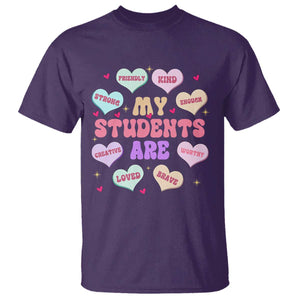 Cute Valentine Teacher T Shirt My Students Are My Valentines Hearts TS10 Purple Print Your Wear