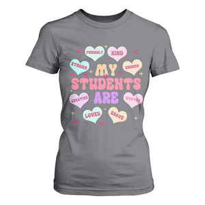 Cute Valentine Teacher T Shirt For Women My Students Are My Valentines Hearts TS10 Charcoal Print Your Wear