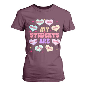 Cute Valentine Teacher T Shirt For Women My Students Are My Valentines Hearts TS10 Maroon Print Your Wear