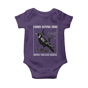 Crows Before Bros Support Your Local Murder Baby Onesie Funny Crow Lovers TS10 Purple Print Your Wear