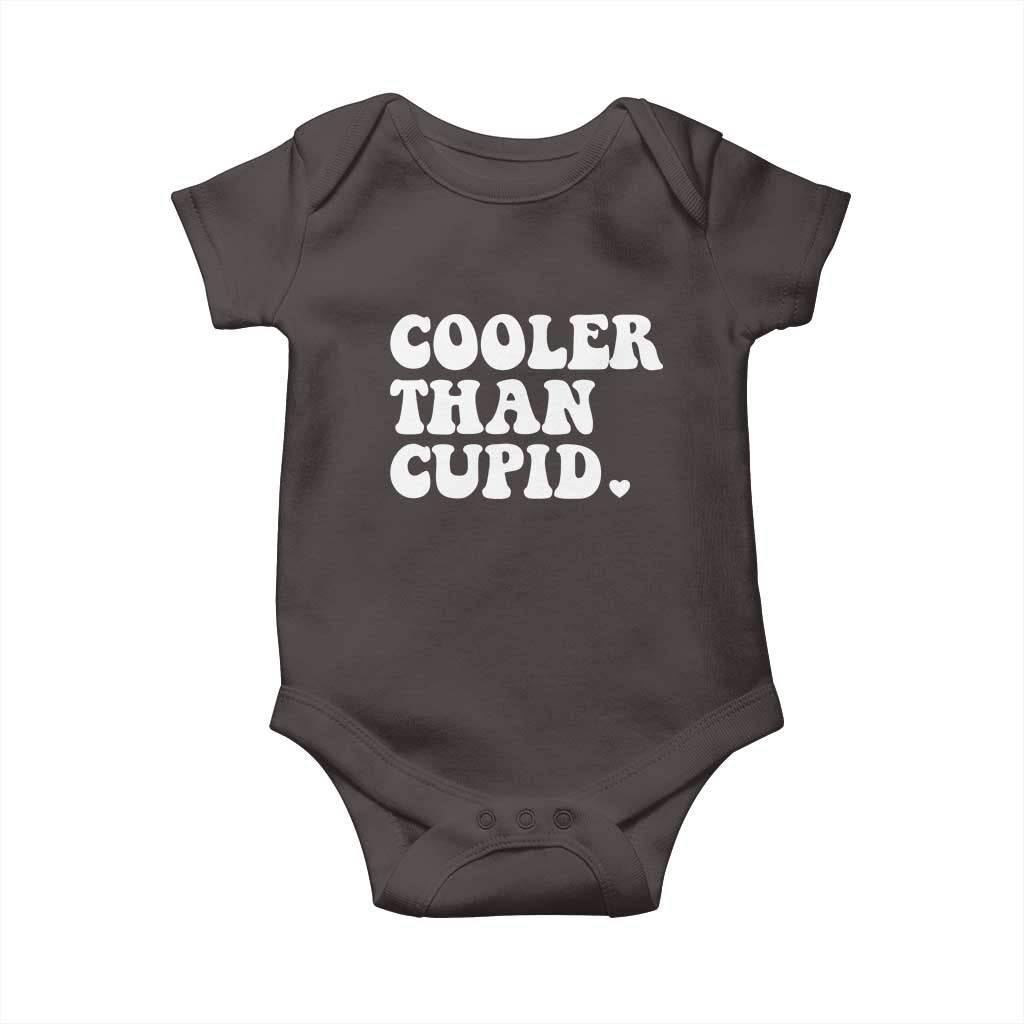 Toddler Boy Valentine Baby Onesie Cooler Than Cupid Funny Kids Valentine Day TS10 Dark Chocolate Print Your Wear