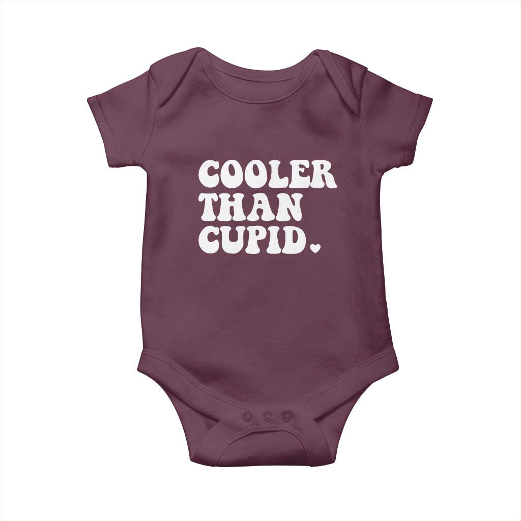 Toddler Boy Valentine Baby Onesie Cooler Than Cupid Funny Kids Valentine Day TS10 Maroon Print Your Wear