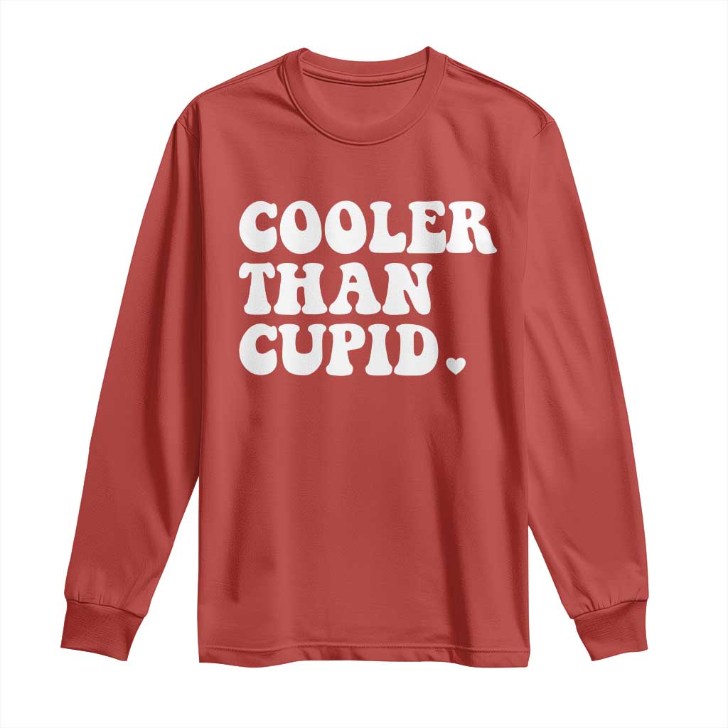 Toddler Boy Valentine Long Sleeve Shirt Cooler Than Cupid Funny Kids Valentine Day TS10 Red Print Your Wear