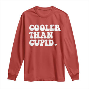 Toddler Boy Valentine Long Sleeve Shirt Cooler Than Cupid Funny Kids Valentine Day TS10 Red Print Your Wear
