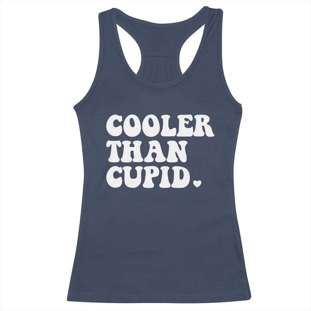 Toddler Boy Valentine Racerback Tank Top Cooler Than Cupid Funny Kids Valentine Day TS10 Navy Print Your Wear