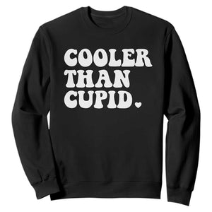 Toddler Boy Valentine Sweatshirt Cooler Than Cupid Funny Kids Valentine Day TS10 Black Print Your Wear