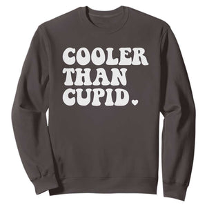 Toddler Boy Valentine Sweatshirt Cooler Than Cupid Funny Kids Valentine Day TS10 Dark Chocolate Print Your Wear