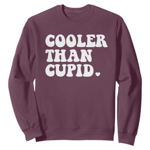 Toddler Boy Valentine Sweatshirt Cooler Than Cupid Funny Kids Valentine Day TS10 Maroon Print Your Wear