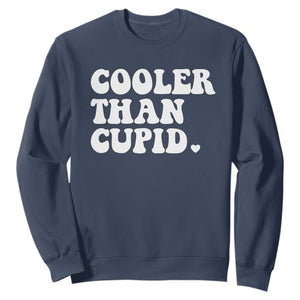 Toddler Boy Valentine Sweatshirt Cooler Than Cupid Funny Kids Valentine Day TS10 Navy Print Your Wear