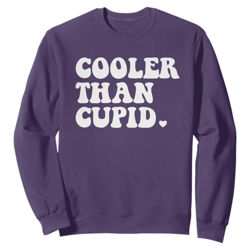 Toddler Boy Valentine Sweatshirt Cooler Than Cupid Funny Kids Valentine Day TS10 Purple Print Your Wear