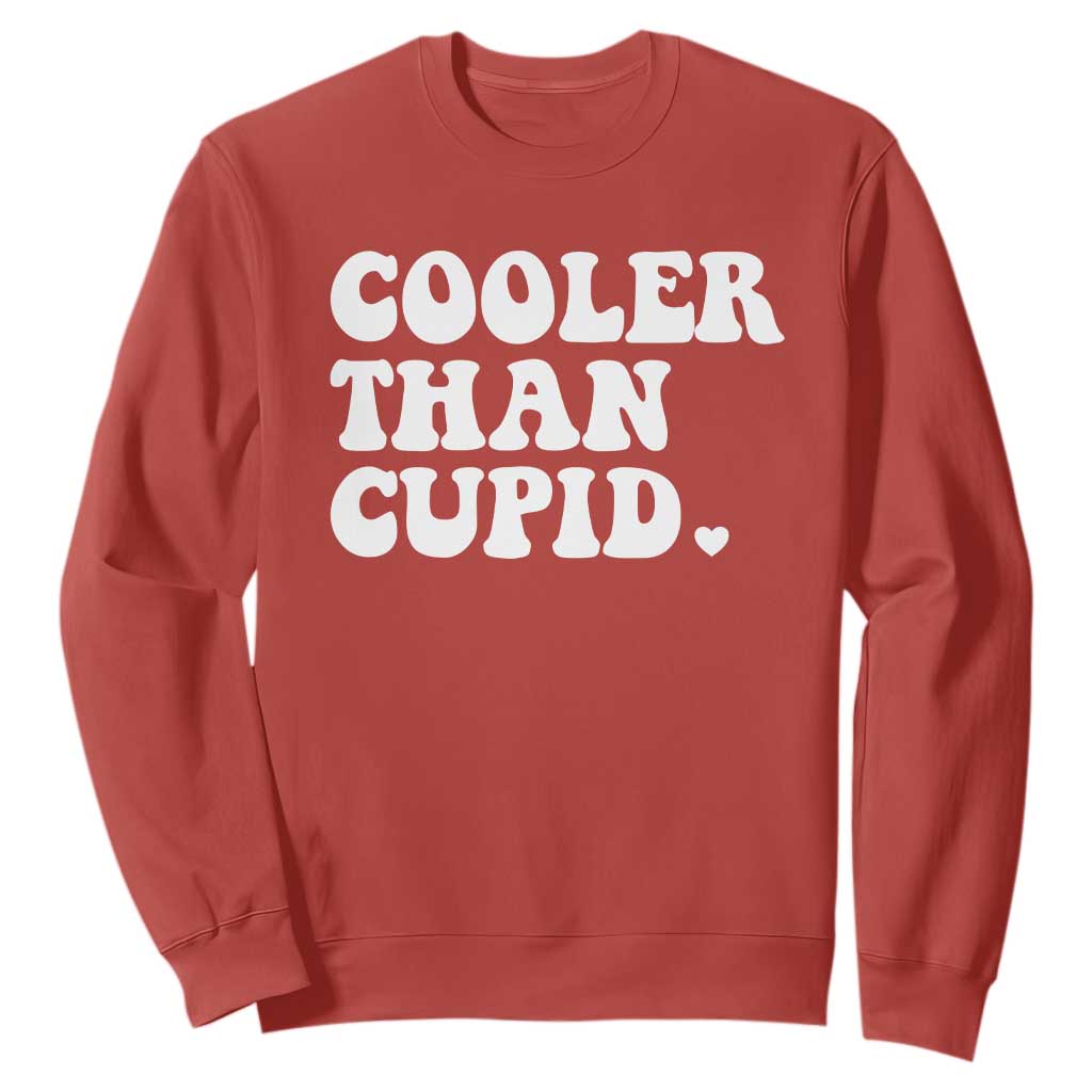 Toddler Boy Valentine Sweatshirt Cooler Than Cupid Funny Kids Valentine Day TS10 Red Print Your Wear