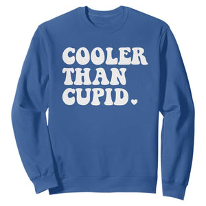 Toddler Boy Valentine Sweatshirt Cooler Than Cupid Funny Kids Valentine Day TS10 Royal Blue Print Your Wear