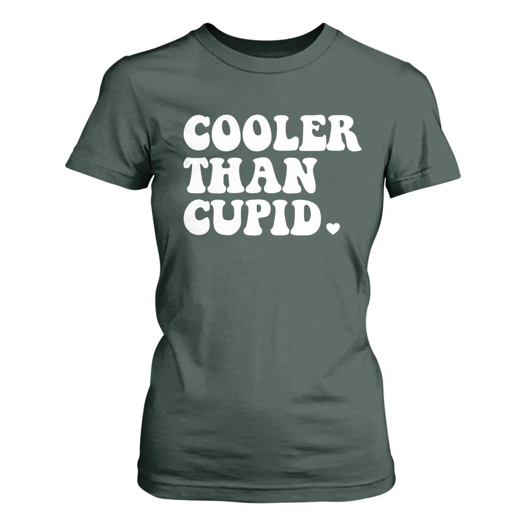 Toddler Boy Valentine T Shirt For Women Cooler Than Cupid Funny Kids Valentine Day TS10 Dark Forest Green Print Your Wear