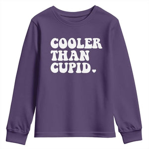 Toddler Boy Valentine Youth Sweatshirt Cooler Than Cupid Funny Kids Valentine Day TS10 Purple Print Your Wear