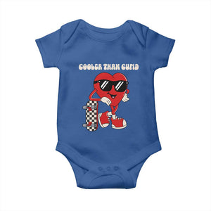 Funny Heart Valentine Day Baby Onesie Cooler Than Cupid Skateboard Kids Toddler Boy Valentine TS10 Royal Blue Print Your Wear