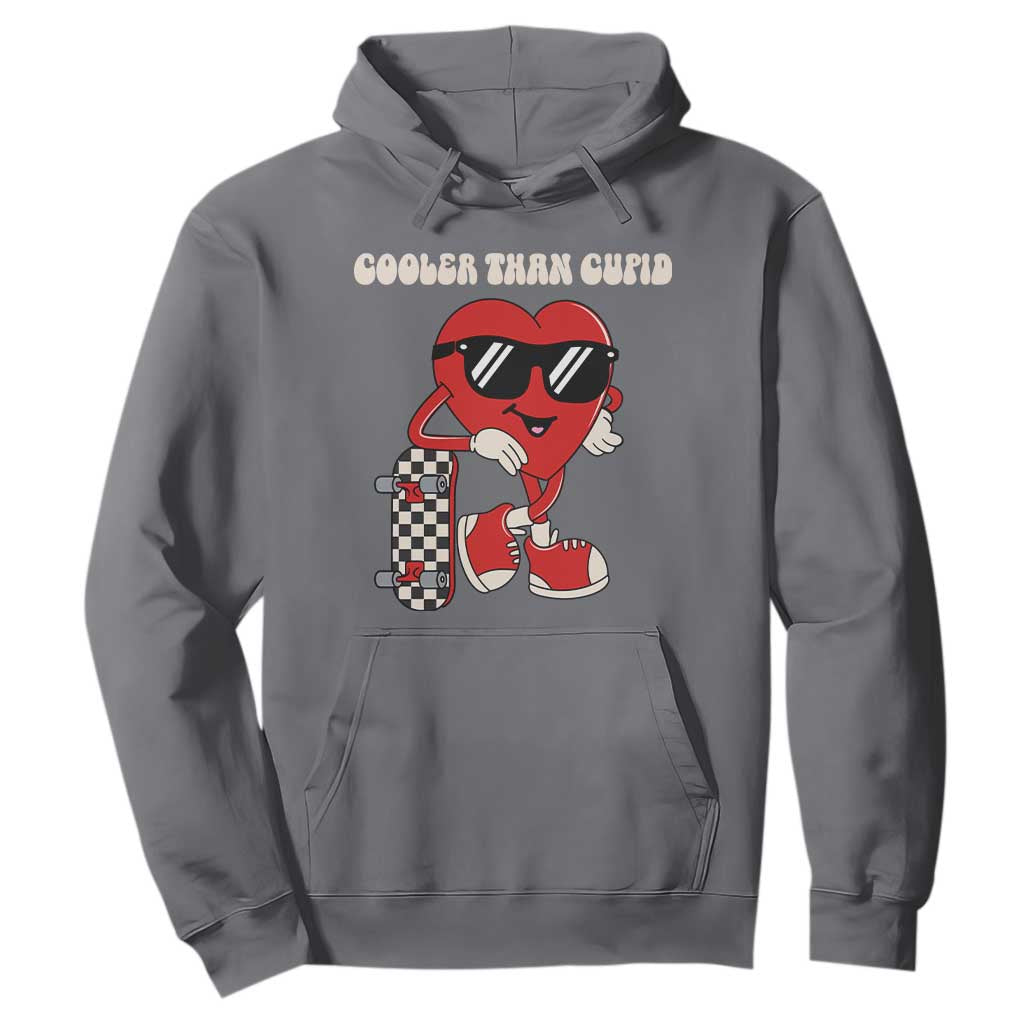 Funny Heart Valentine Day Hoodie Cooler Than Cupid Skateboard Kids Toddler Boy Valentine TS10 Charcoal Print Your Wear