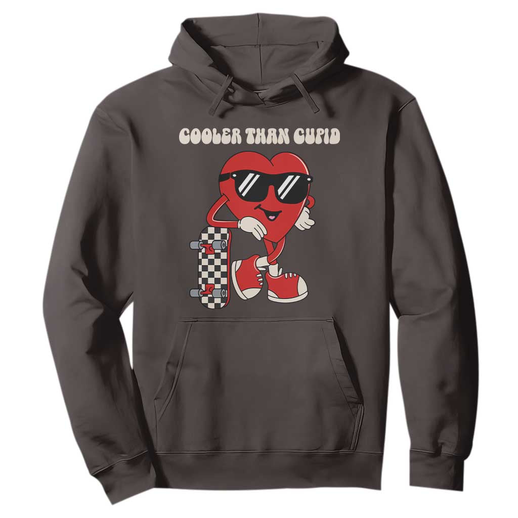 Funny Heart Valentine Day Hoodie Cooler Than Cupid Skateboard Kids Toddler Boy Valentine TS10 Dark Chocolate Print Your Wear