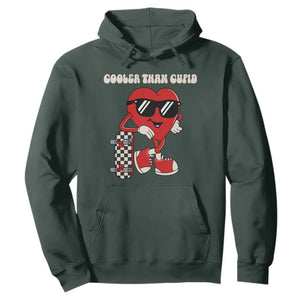 Funny Heart Valentine Day Hoodie Cooler Than Cupid Skateboard Kids Toddler Boy Valentine TS10 Dark Forest Green Print Your Wear