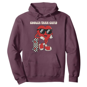 Funny Heart Valentine Day Hoodie Cooler Than Cupid Skateboard Kids Toddler Boy Valentine TS10 Maroon Print Your Wear