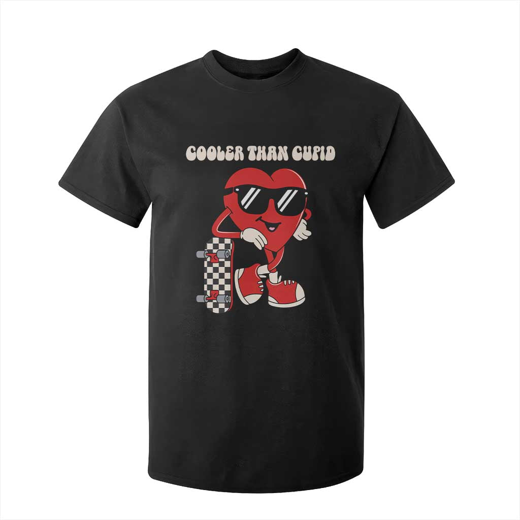 Funny Heart Valentine Day T Shirt For Kid Cooler Than Cupid Skateboard Kids Toddler Boy Valentine TS10 Black Print Your Wear