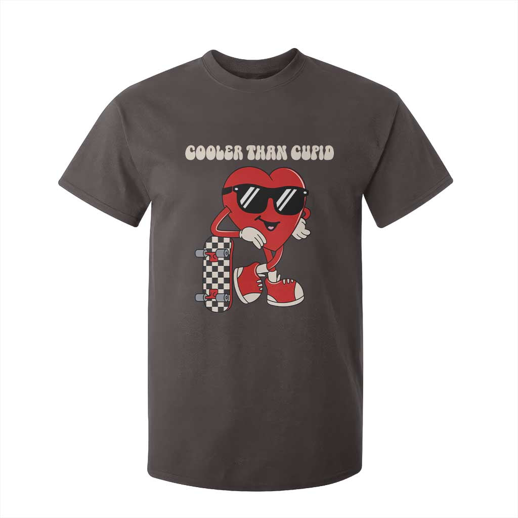 Funny Heart Valentine Day T Shirt For Kid Cooler Than Cupid Skateboard Kids Toddler Boy Valentine TS10 Dark Chocolate Print Your Wear
