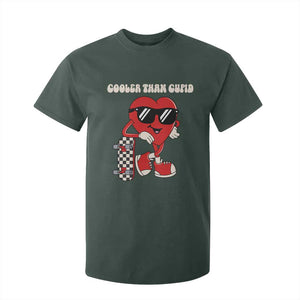 Funny Heart Valentine Day T Shirt For Kid Cooler Than Cupid Skateboard Kids Toddler Boy Valentine TS10 Dark Forest Green Print Your Wear