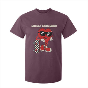 Funny Heart Valentine Day T Shirt For Kid Cooler Than Cupid Skateboard Kids Toddler Boy Valentine TS10 Maroon Print Your Wear