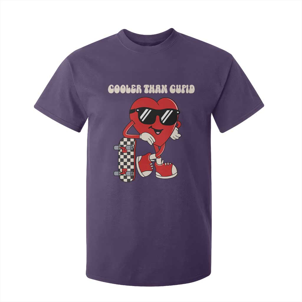 Funny Heart Valentine Day T Shirt For Kid Cooler Than Cupid Skateboard Kids Toddler Boy Valentine TS10 Purple Print Your Wear
