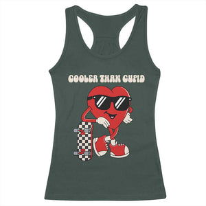 Funny Heart Valentine Day Racerback Tank Top Cooler Than Cupid Skateboard Kids Toddler Boy Valentine TS10 Dark Forest Green Print Your Wear